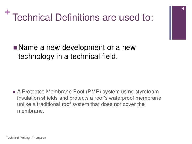 Technical definitions description