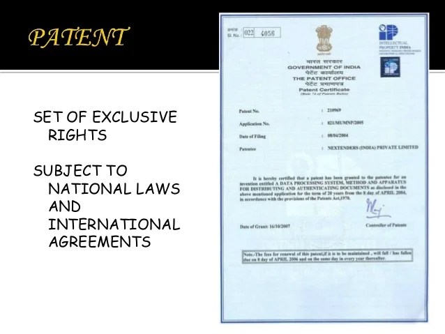 Term paper (presentation) 2 The Patent System In India
