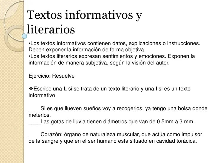 Textos informativos y literarios