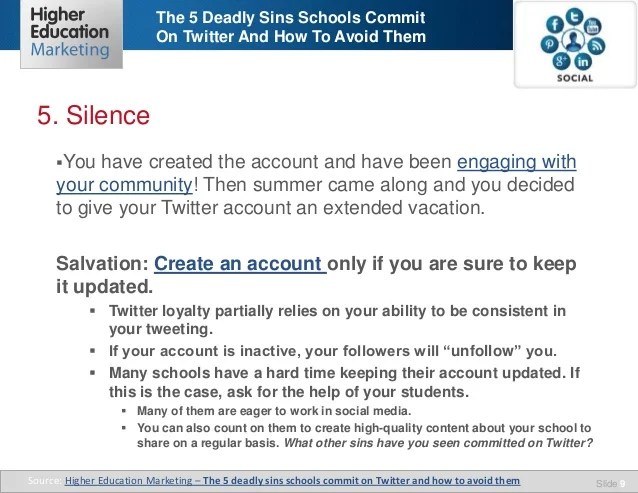 The 5 deadly sins schools commit on twitter and how to avoid them