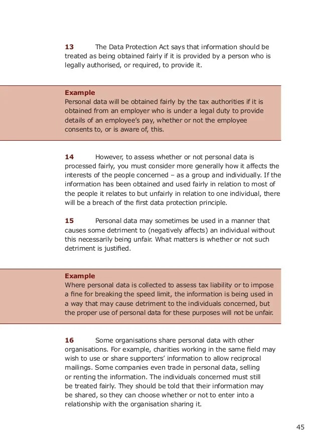 The principles of the Data Protection Act in detail uk