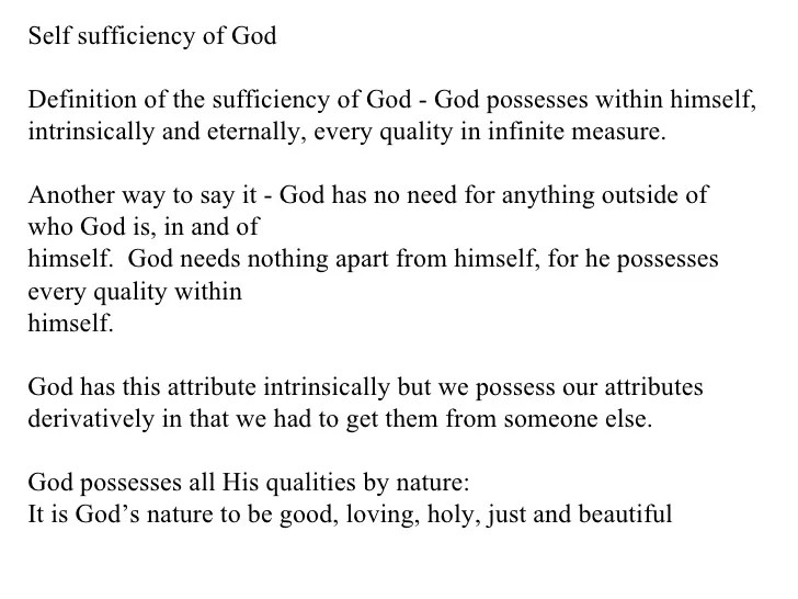 The Self Sufficiency Of God Part1