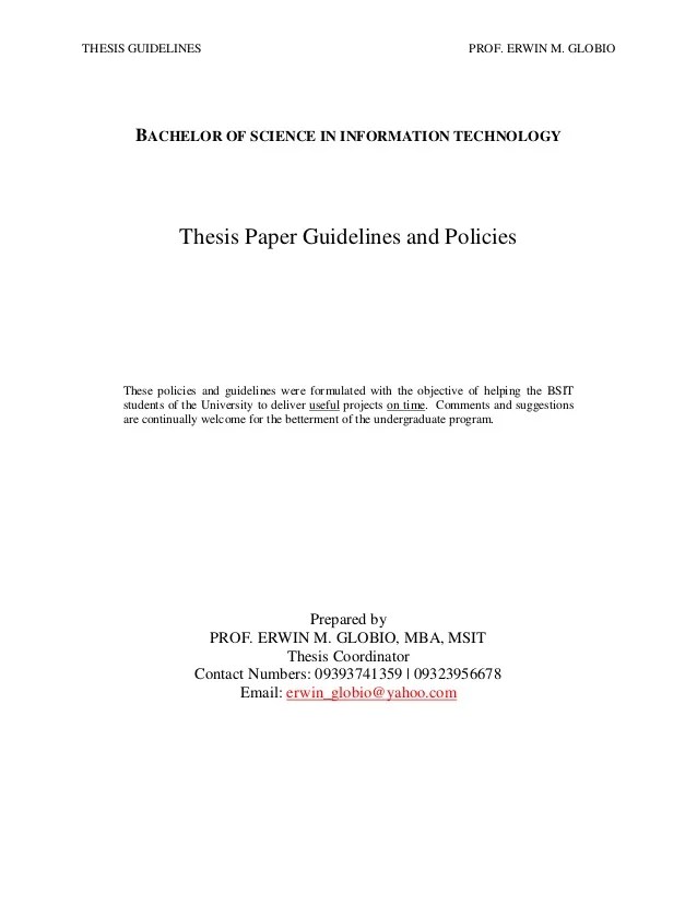 Sample Thesis Title Proposal For Information Technology