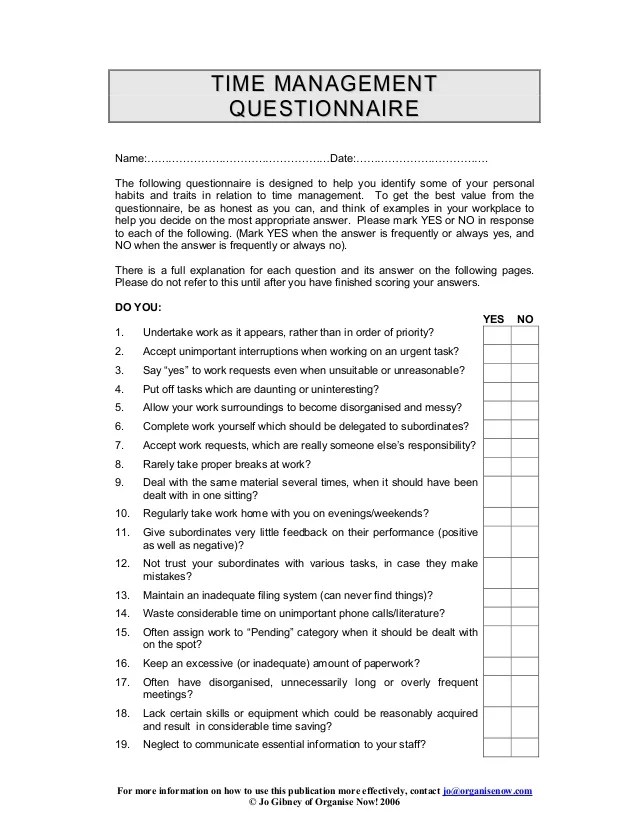 Time managementquiz
