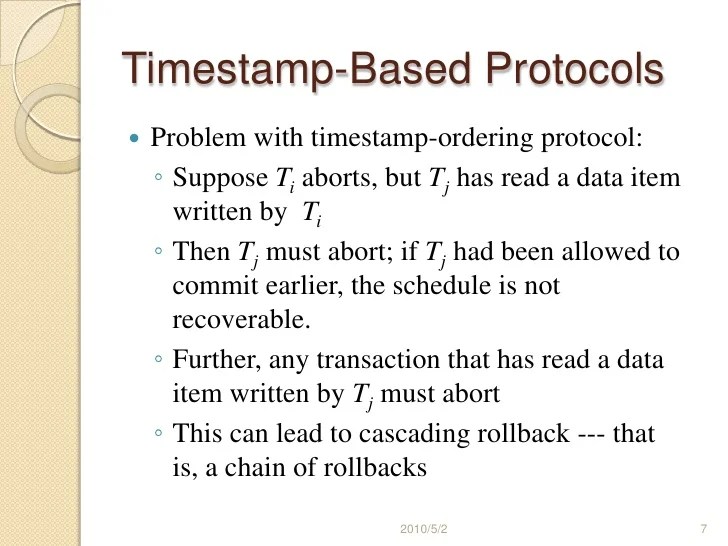 Timestamp based protocol