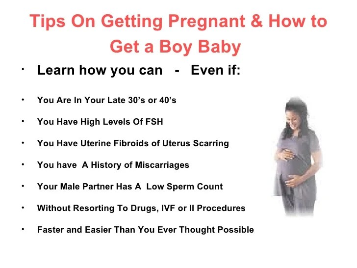 Tips on getting pregnant & how to get a boy baby