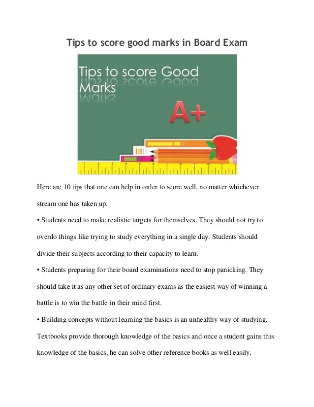 Tips to score good marks in Board Exam