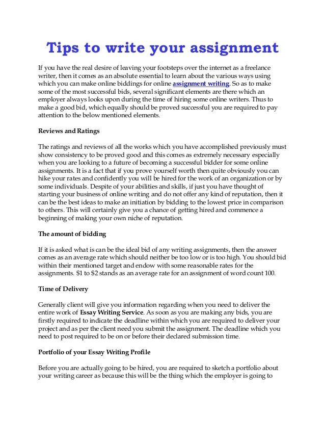 Tips to write your assignment