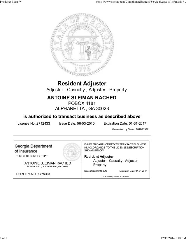 Tony rachedlicensedadjusterlicense