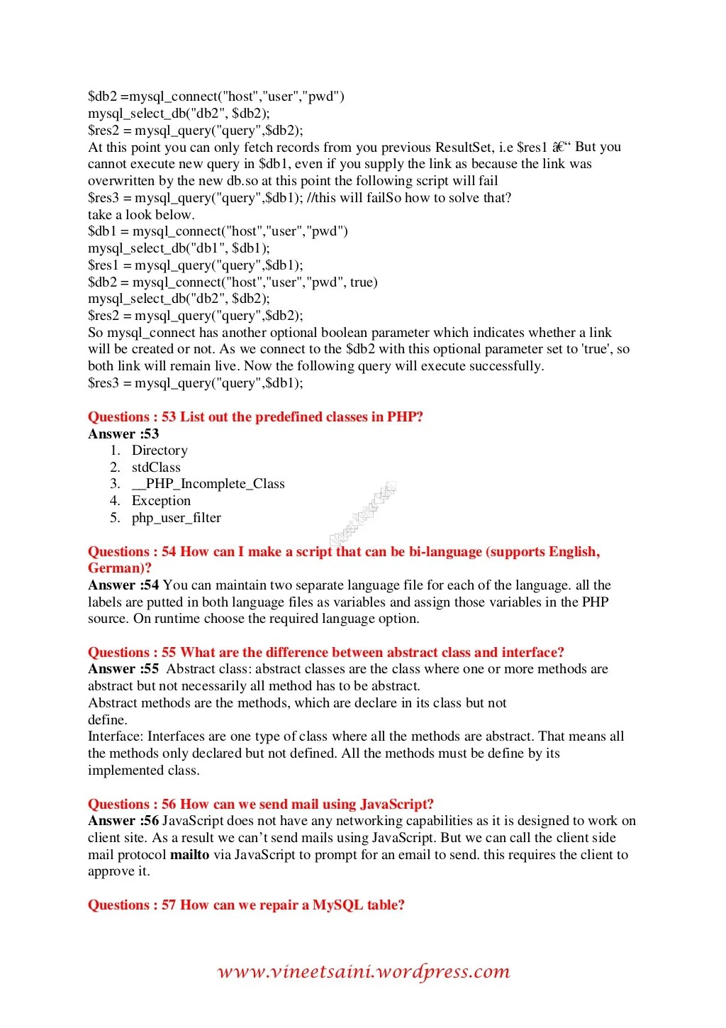 Top 100 PHP Interview Questions and Answers