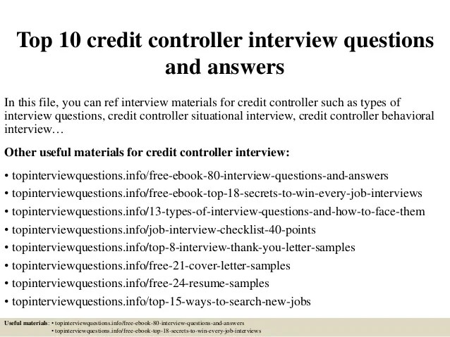 Top 10 credit controller interview questions and answers