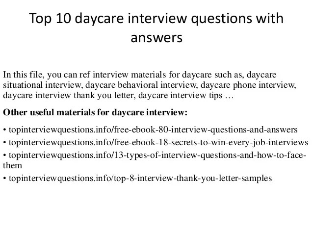 Top 10 daycare interview questions with answers