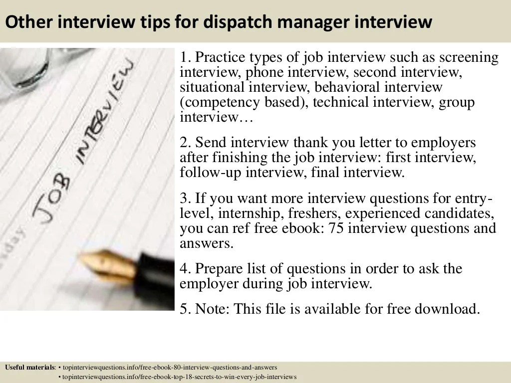 Top 10 dispatch manager interview questions and answers