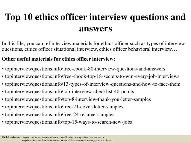 Top 10 ethics officer interview questions and answers