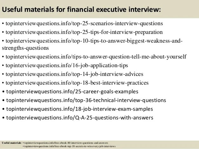 Top 10 financial executive interview questions and answers