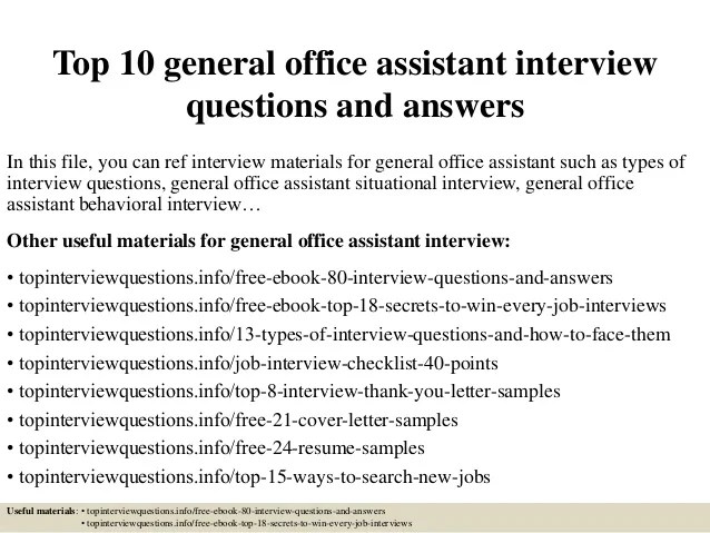 Top 10 general office assistant interview questions and answers