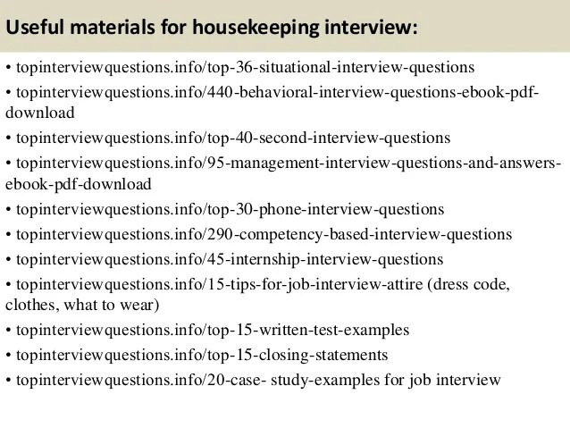 Top 10 housekeeping interview questions and answers