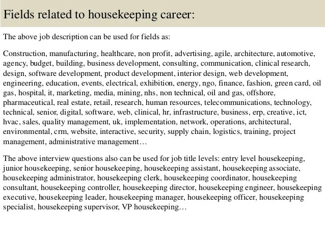 Top 10 housekeeping interview questions and answers