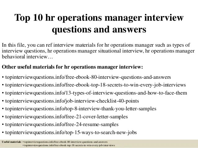 Top 10 hr operations manager interview questions and answers