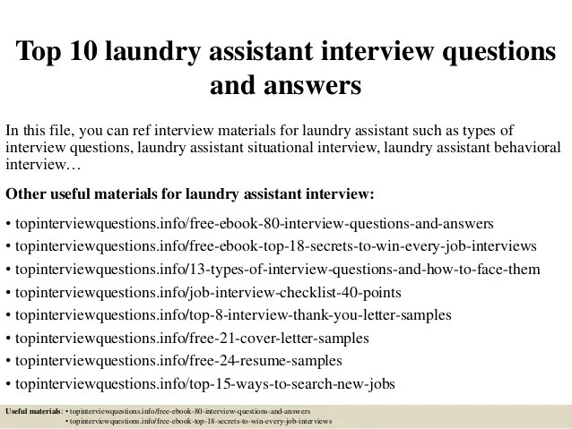 Top 10 laundry assistant interview questions and answers
