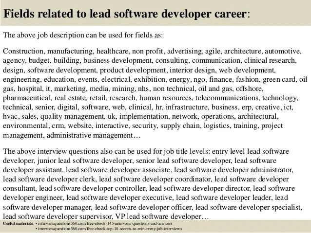 Top 10 lead software developer interview questions and answers Top 10 lead software developer interview questions and answers