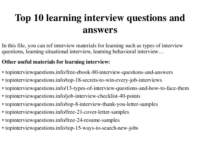 Top 10 learning interview questions and answers