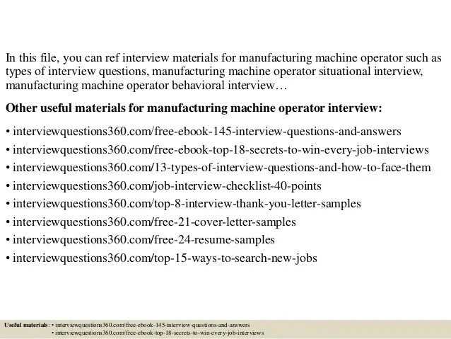 Top 10 manufacturing machine operator interview questions and answers
