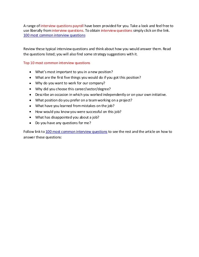 Top 10 most common interview questions