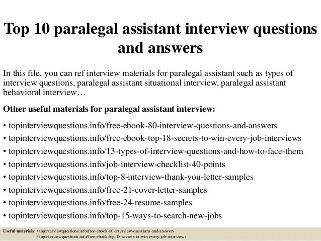 Top 10 paralegal assistant interview questions and answers