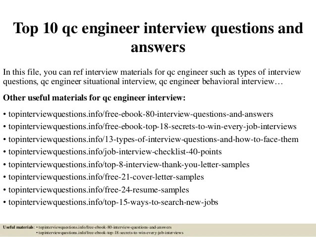 Top 10 qc engineer interview questions and answers