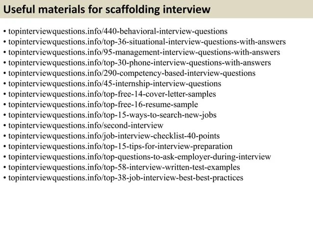 Top 10 scaffolding interview questions with answers