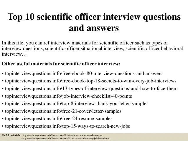 Top 10 scientific officer interview questions and answers