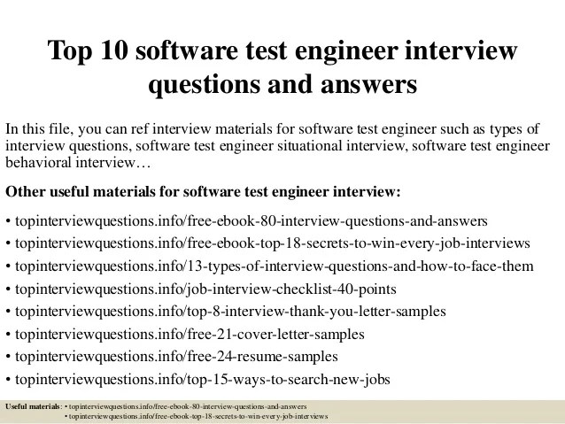 Top 10 software test engineer interview questions and answers