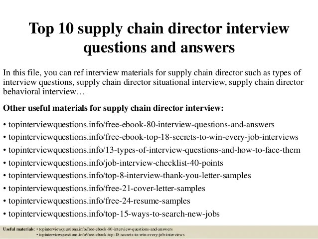 Top 10 supply chain director interview questions and answers