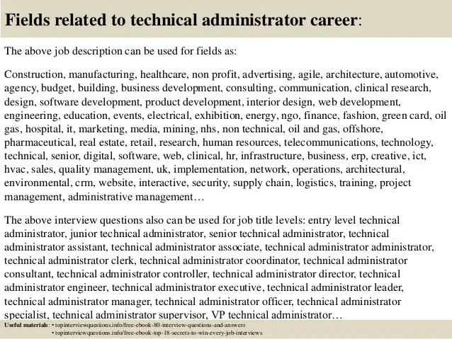 Top 10 technical administrator interview questions and answers