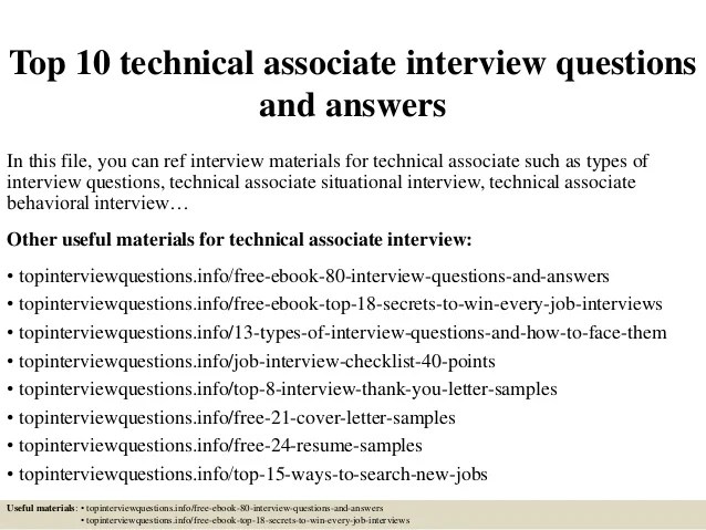 Top 10 Technical Associate Interview Questions And Answers