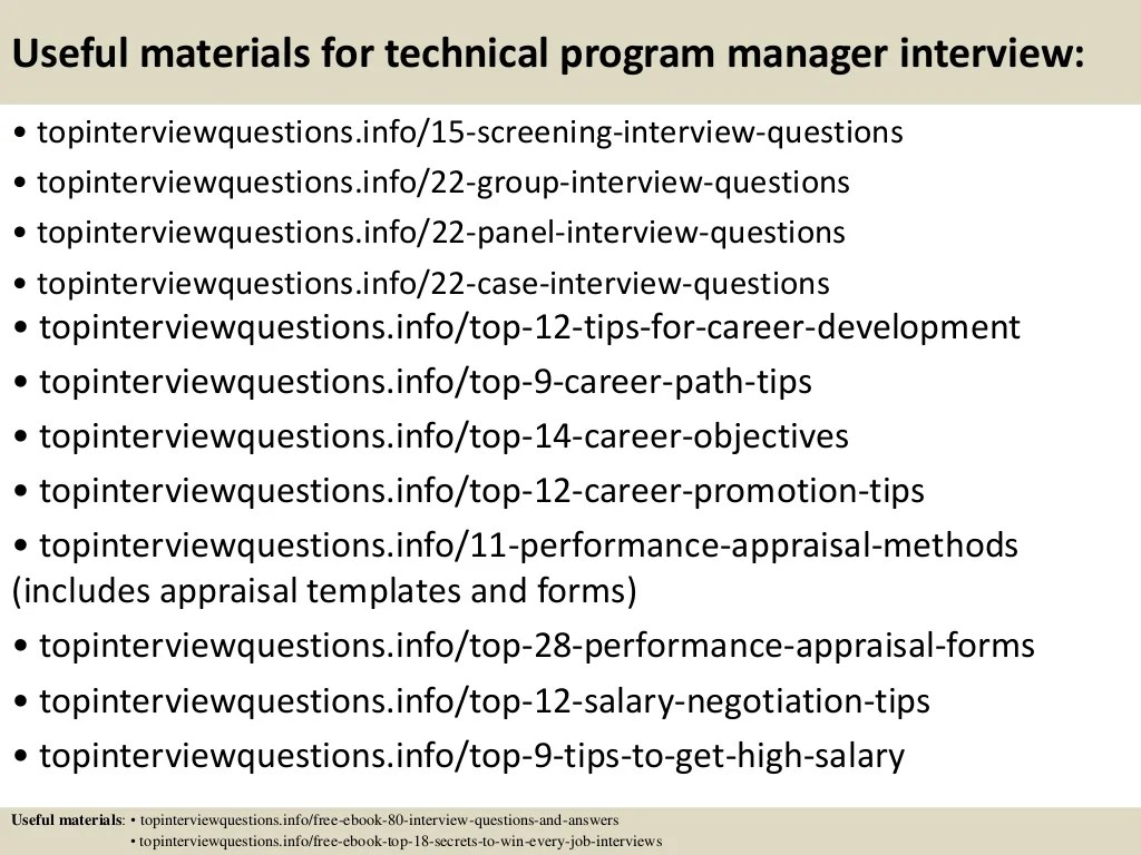 Top 10 technical program manager interview questions and answers