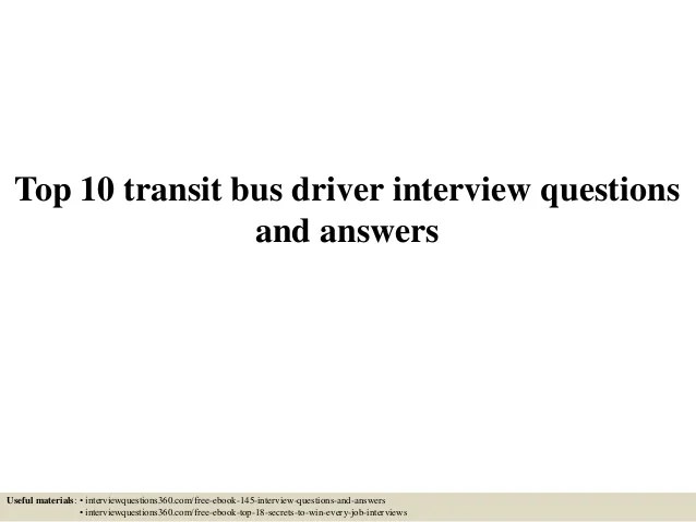 Top 10 transit bus driver interview questions and answers
