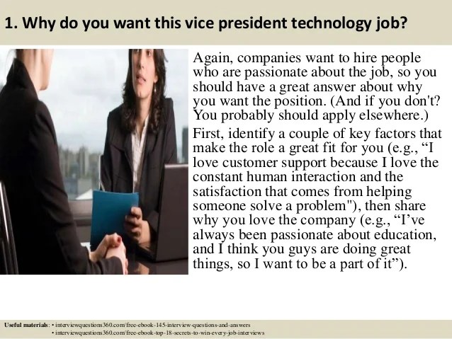 Top 10 vice president technology interview questions and answers