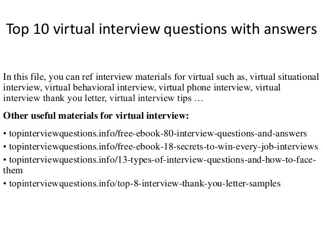 Top 10 virtual interview questions with answers