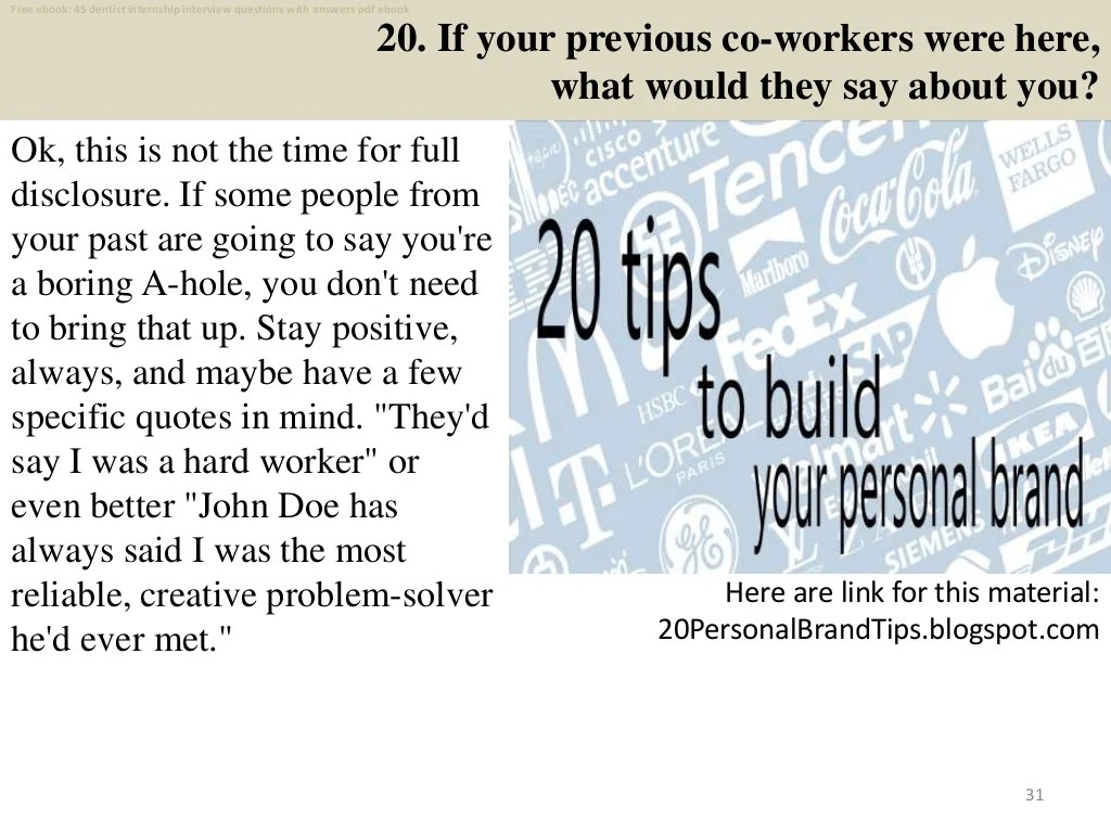 Top 45 dentist internship interview questions and answers pdf