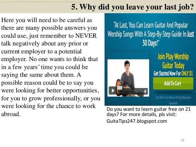 Top 45 fashion designer internship interview questions and answers pdf