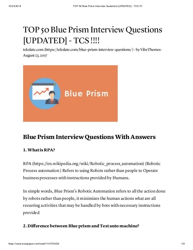 Blue Prism Interview Questions Tcs slidesharetrick