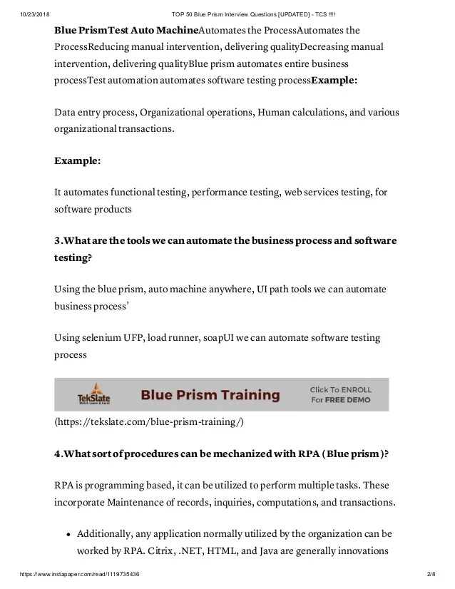 Blue Prism Interview Questions Tcs slidesharetrick