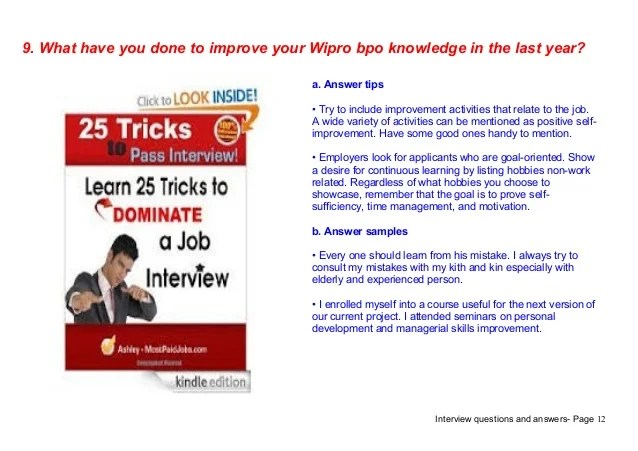 Top 9 wipro bpo interview questions answers