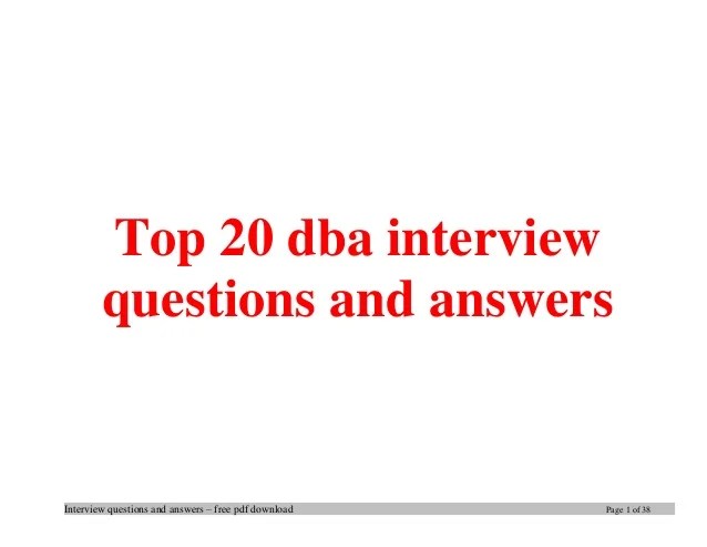 Top 20 dba interview questions and answers pdf ebook free download