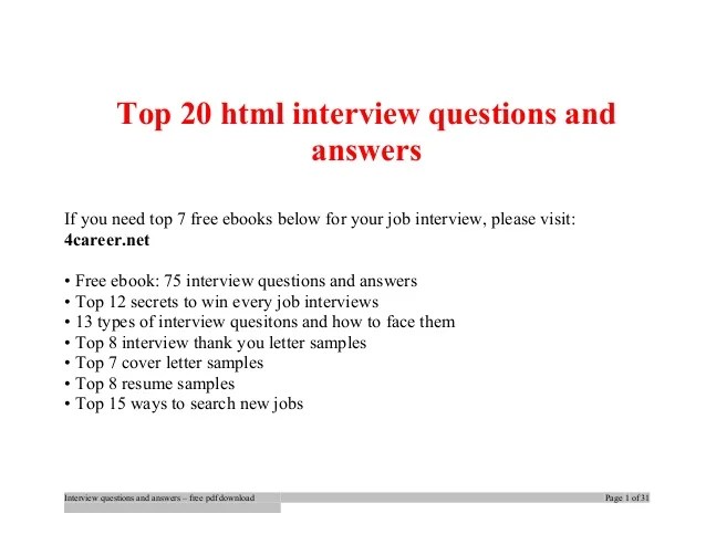 Top html interview questions and answers job interview tips