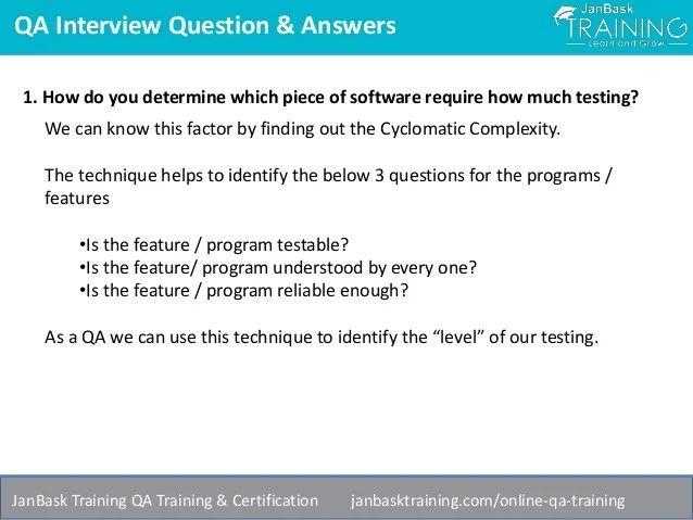 Software Quality Assurance (QA) Testing Interview Questions & Answers