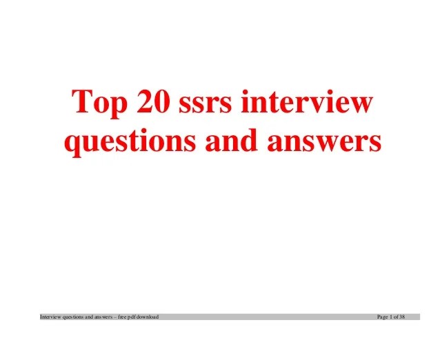 Top 20 ssrs interview questions and answers pdf ebook free download