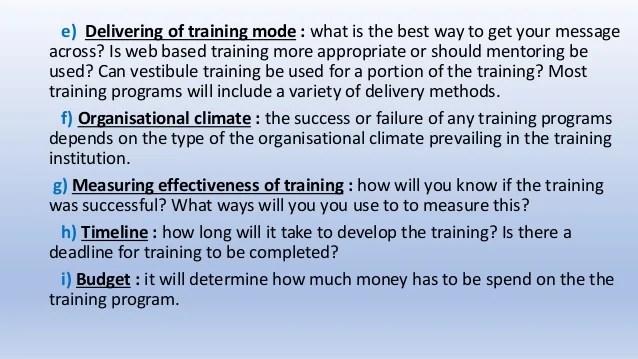 Training & Development Designing a training program key factors, Training & Development Designing a training program key factors,